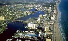 Aerial view of Miami Beach, Florida.